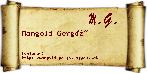 Mangold Gergő névjegykártya